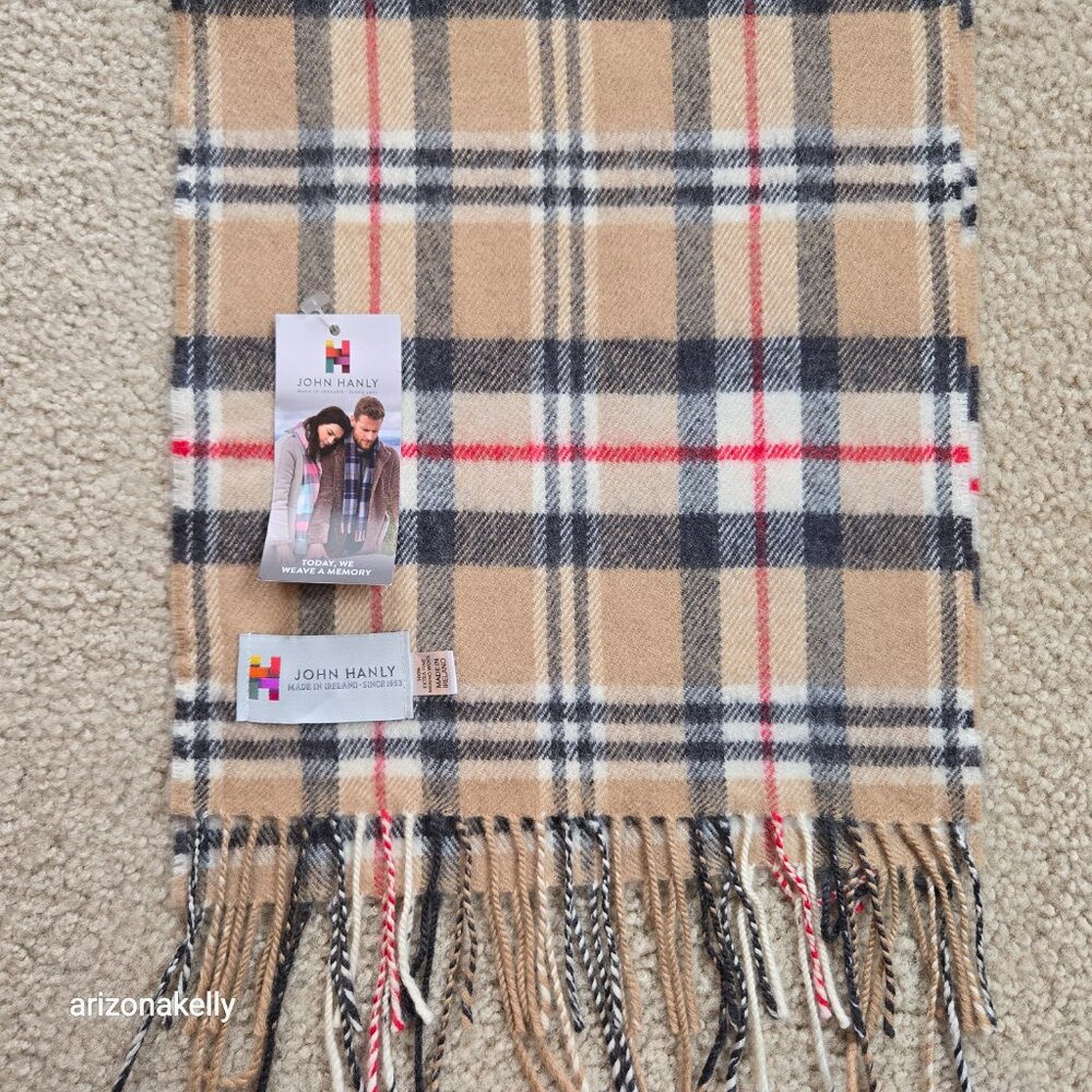 NWT Extra Fine Merino Wool Plaid Scarf Made in Ireland - Picture 4 of 8
